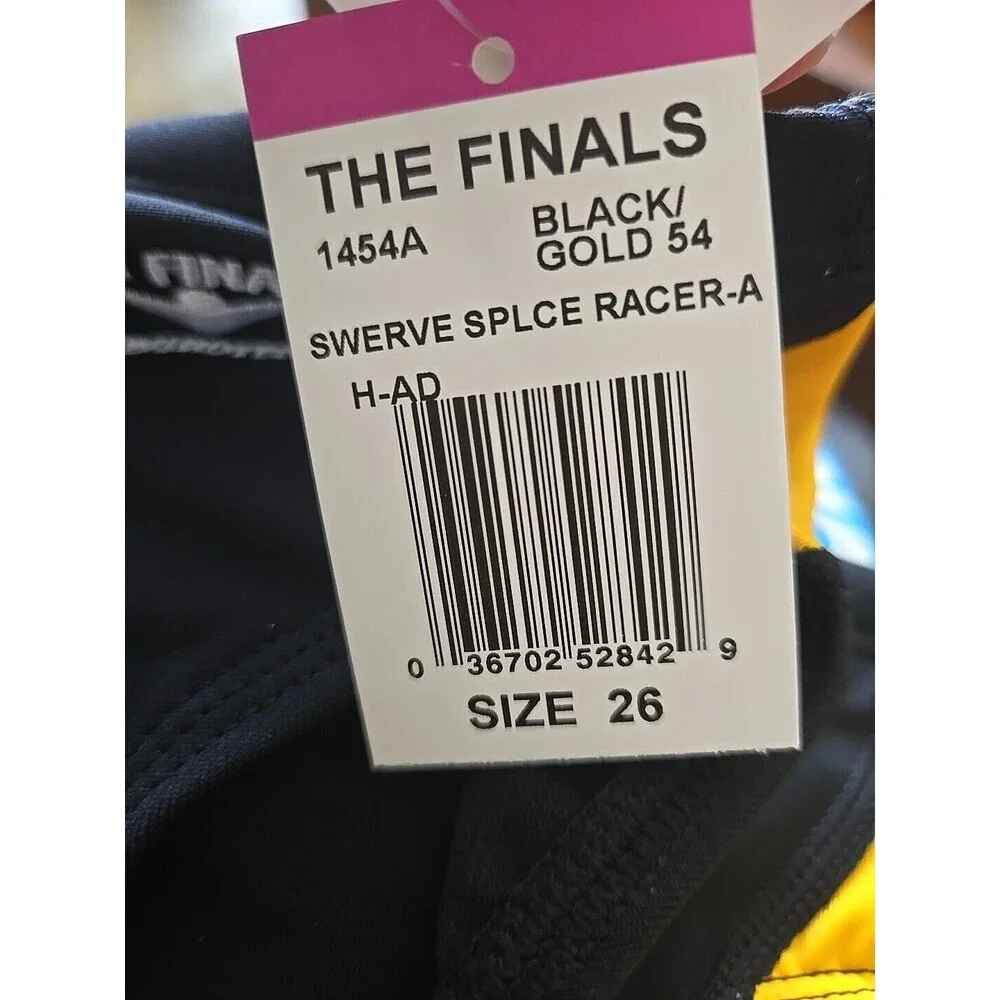 TYR The Finals Swerve Splice Gold/black Splice Racer Briefs, Boy Sz 26, NEW